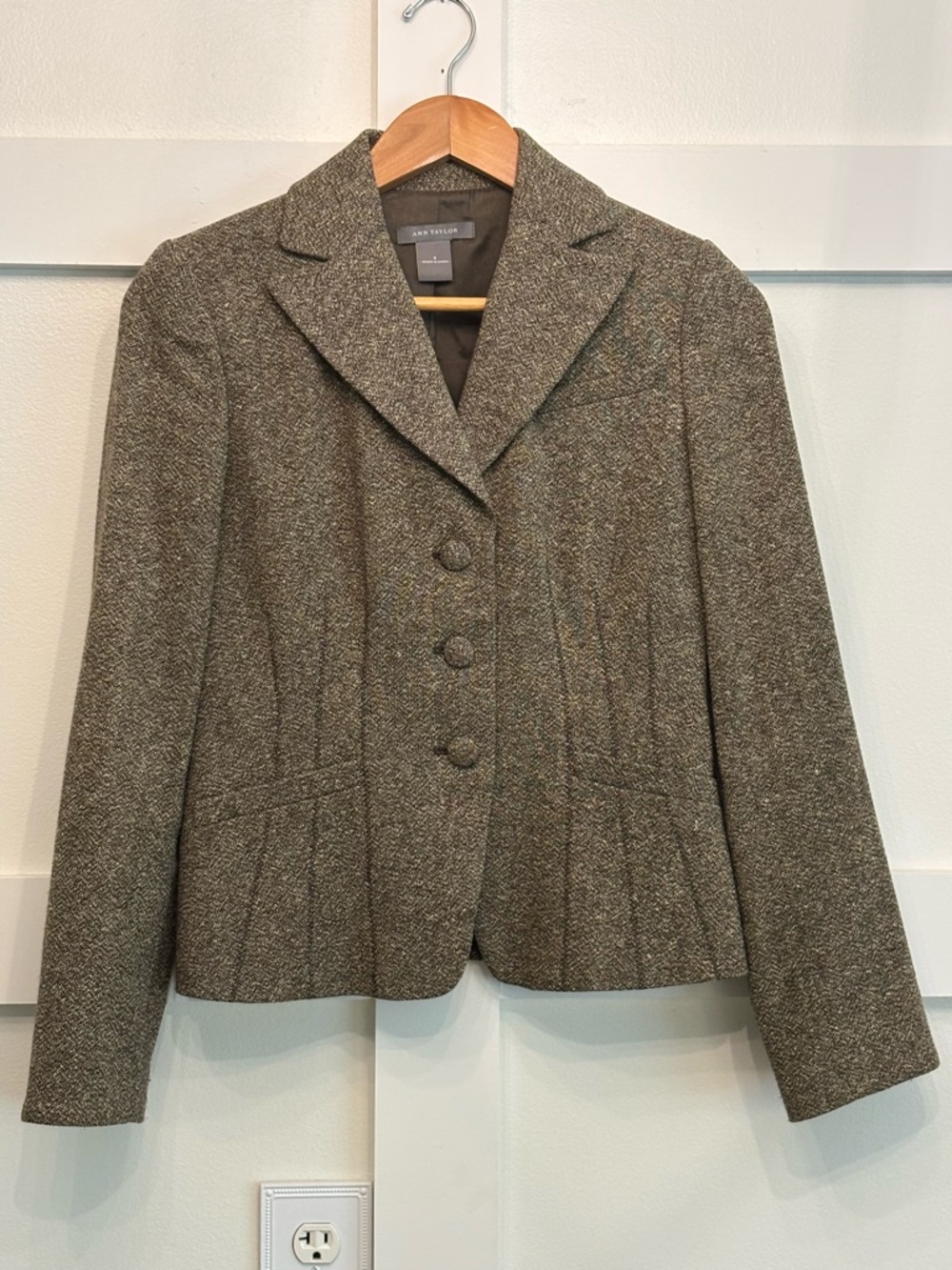 Ann Taylor Brown Tweed Wool Blazer Jacket